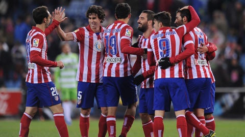 Los jugadores del Atl&eacute;tico celebran un gol