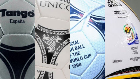 Diferentes balones del Mundial de f&uacute;tbol