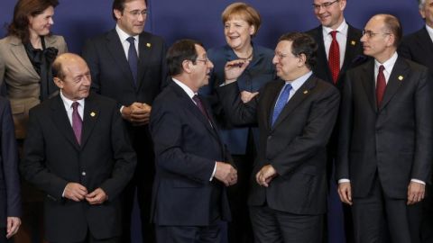 Parte de la foto de familia tomada en el &aacute;mbito de la cumbre de l&iacute;deres de la Uni&oacute;n Europea 