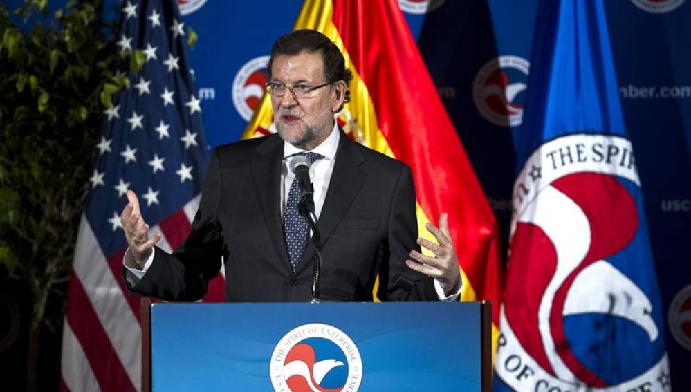 Mariano Rajoy, durante el discurso que ha ofrecido en la Cámara de Comercio de Washington