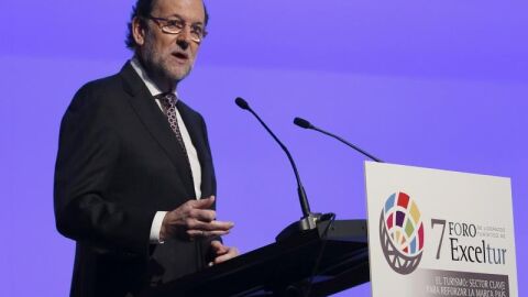 Mariano Rajoy, durante su intervenci&oacute;n en la inauguraci&oacute;n del foro Exceltur.