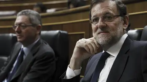 Mariano Rajoy y Alberto Ruiz-Gallardón, en el Congreso Mariano Rajoy y Alberto Ruiz-Gallardón, en el Congreso