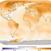 Mapa de la evolución de las temperaturas en el mundo