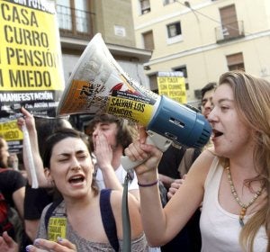 Manifestación de jóvenes para reivindicar un trabajo digno. Manifestación de jóvenes para reivindicar un trabajo digno.