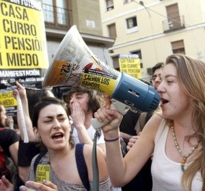 Manifestación de jóvenes para reivindicar un trabajo digno. Manifestación de jóvenes para reivindicar un trabajo digno.