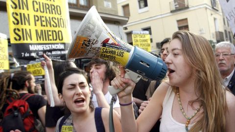 Manifestaci&oacute;n de j&oacute;venes para reivindicar un trabajo digno.