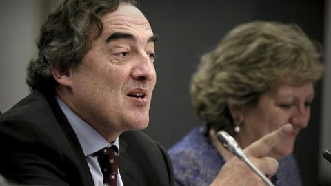 El presidente de CEOE,Juan Rosell en la presentaci&oacute;n de las propuestas de la reforma fiscal,