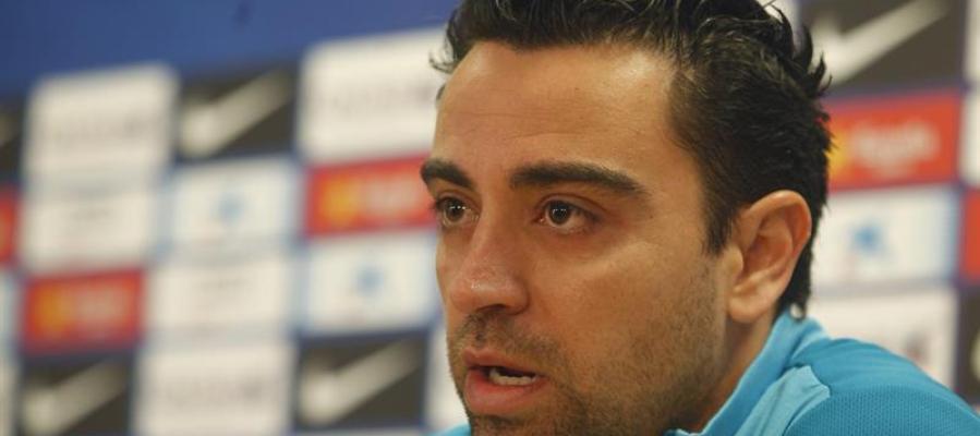 Xavi Hernández en sala de prensa Xavi Hernández en sala de prensa