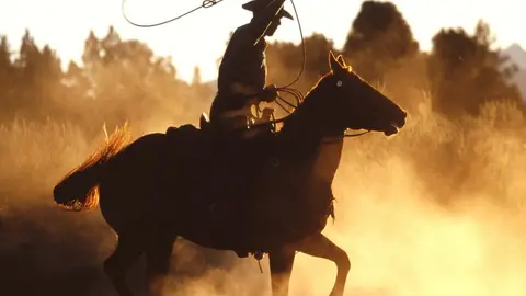 Cowboy usando el lazo Cowboy usando el lazo
