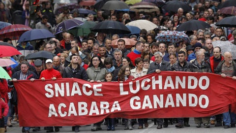 Manifestaci&oacute;n de los trabajadores de Sniace
