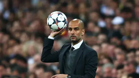 Pep Guardiola, durante un partido de Champions Pep Guardiola, durante un partido de Champions