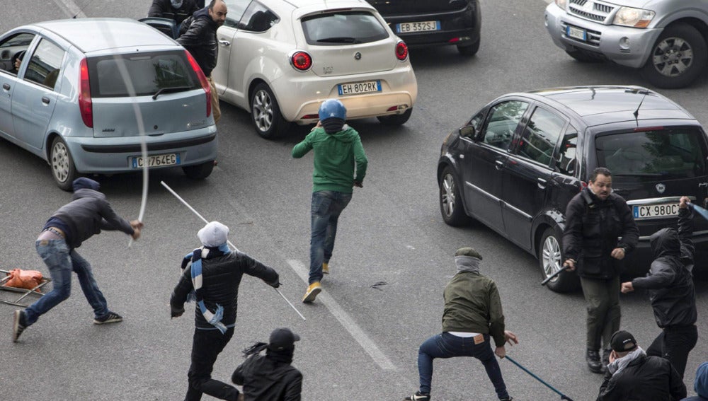 Disturbios en Roma antes de la 'Coppa'