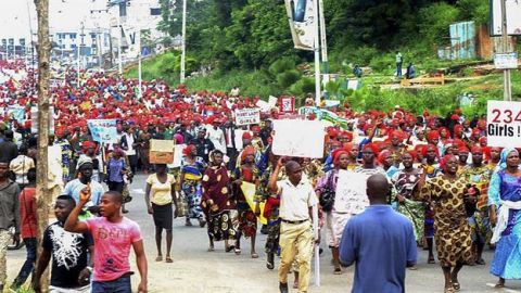 Manifestaci&oacute;n por la liberaci&oacute;n de las menores de Nigeria