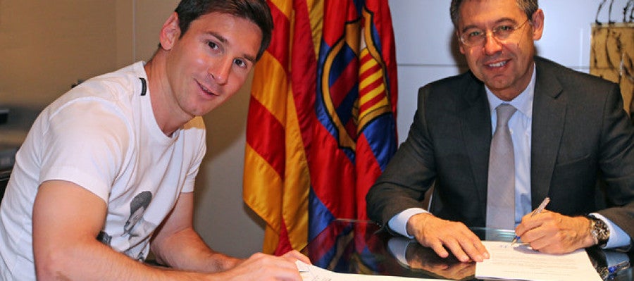 Leo Messi y Josep Maria Bartomeu Leo Messi y Josep Maria Bartomeu