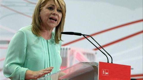 Elena Valenciano durante un acto electoral 