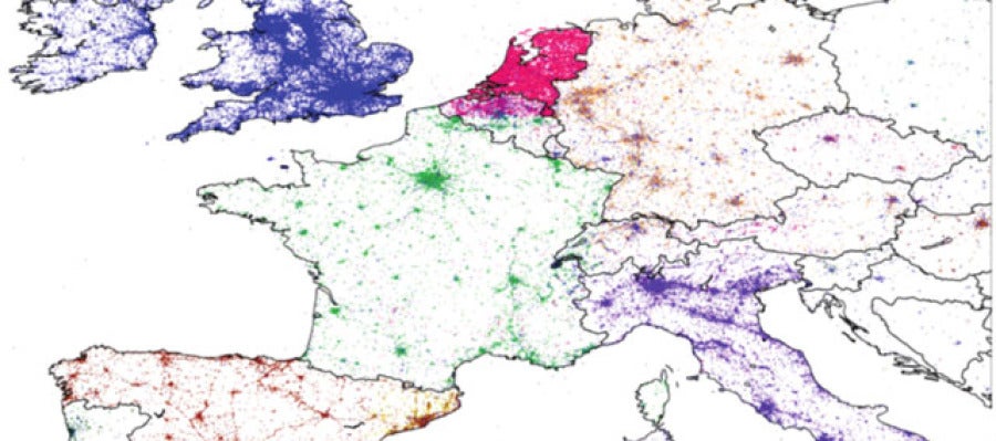 Mapa de Europa según los idiomas de los tuiteros Mapa de Europa según los idiomas de los tuiteros