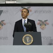 Barack Obama en la academia Militar de West Point, en Highland Falls