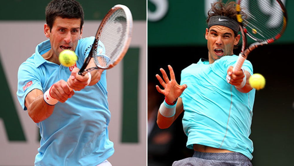 Djokovic y Nadal, en acción en Roland Garros