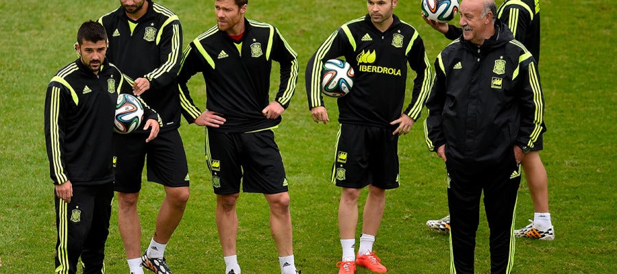 La selección española, durante el entrenamiento La selección española, durante el entrenamiento