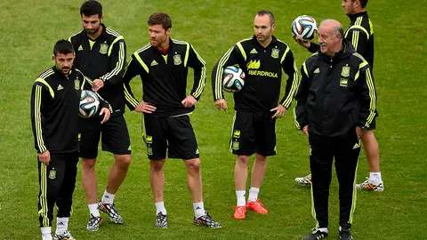 La selección española, durante el entrenamiento La selección española, durante el entrenamiento