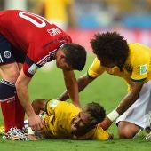 Momento de la lesión de Neymar