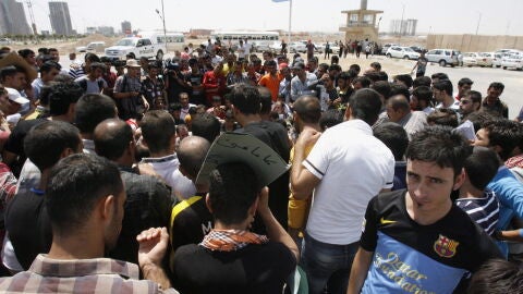 Miembros de la comunidad yazid&iacute;, una minor&iacute;a religiosa kurda que han sido desplazados de sus hogares