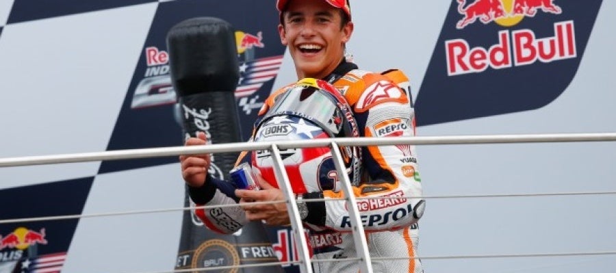 Marc Márquez celebra el triunfo en el GP de Indianapolis Marc Márquez celebra el triunfo en el GP de Indianapolis