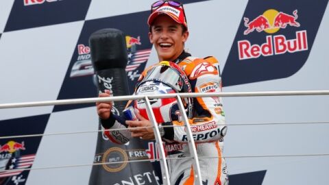 Marc M&aacute;rquez celebra el triunfo en el GP de Indianapolis
