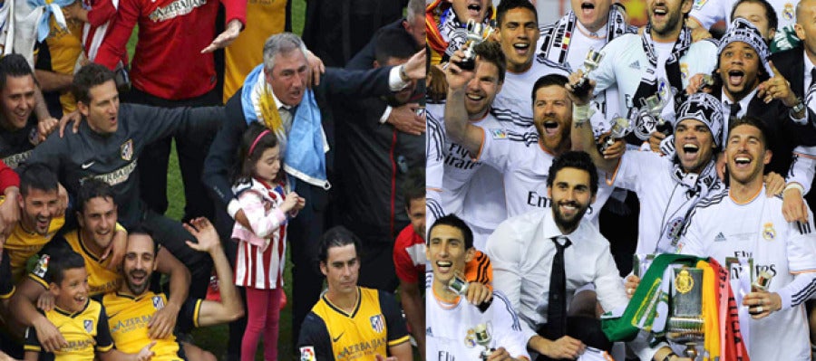 Atlético de Madrid y Real Madrid celebran la Liga y la Copa respectivamente Atlético de Madrid y Real Madrid celebran la Liga y la Copa respectivamente