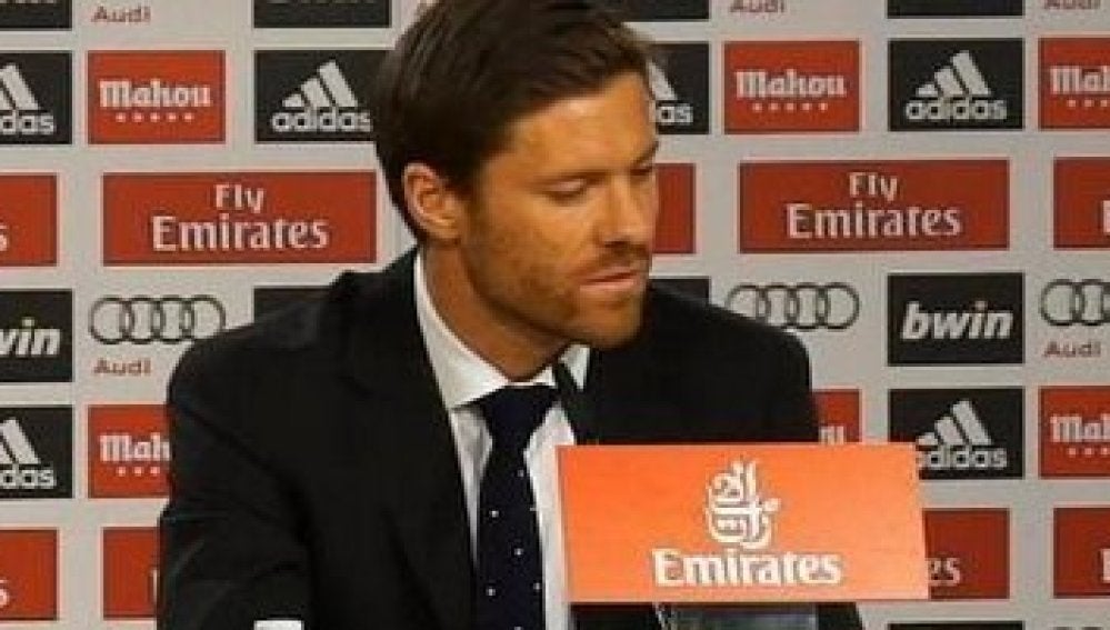 Xabi Alonso, en la rueda de prensa de su despedida del Real Madrid