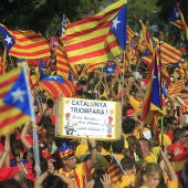Manifestación durante la Diada de Cataluña