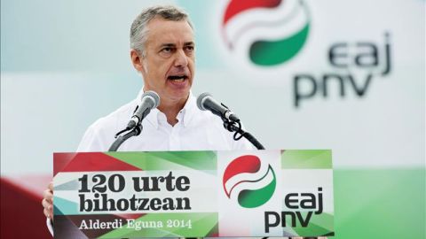 Urkullu durante su intervenci&oacute;n en el Alderdi Eguna 2014