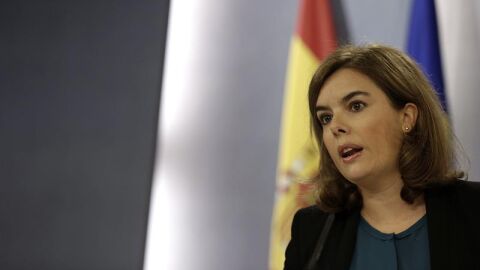 Soraya S&aacute;enz de Santamar&iacute;a en rueda de prensa