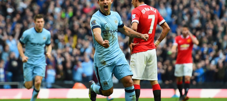Agüero celebra su gol ante el Manchester United Agüero celebra su gol ante el Manchester United