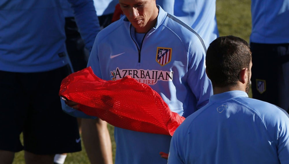 Fernando Torres, en un entrenamiento con el Atlético de Madrid