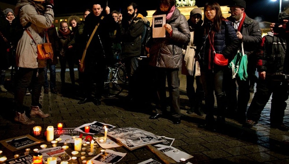 Manifestación en París por el atentado en Charlie Hebdo