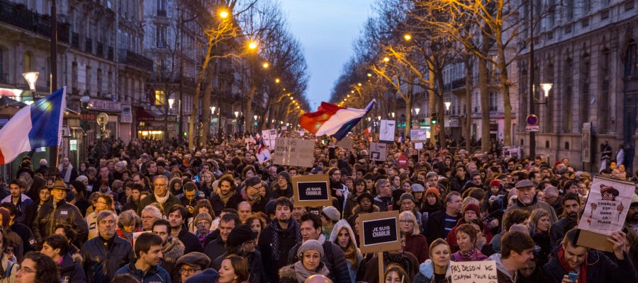 Manifestación masiva en París contra el terror Manifestación masiva en París contra el terror
