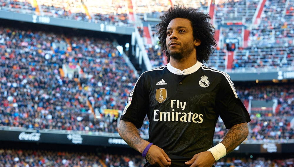 Marcelo, en un partido con el Real Madrid