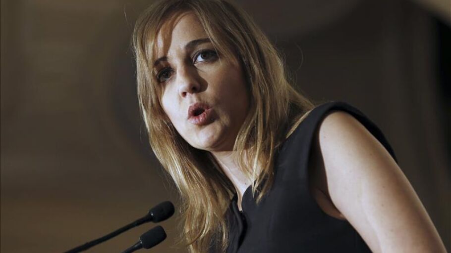 Tania S&aacute;nchez, durante un desayuno informativo