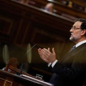 Mariano Rajoy, en plena intervención en el Congreso