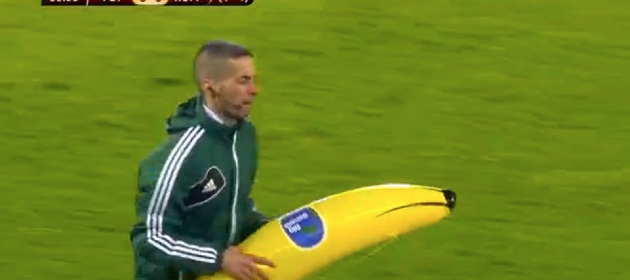 El plátano de plástico lanzado al campo El plátano de plástico lanzado al campo