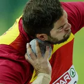 Borja Vivas lanzando el peso en los europeos de Praga Borja Vivas lanzando el peso en los europeos de Praga