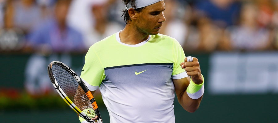 Rafa Nadal celebra un punto en el Torneo de Indian Wells Rafa Nadal celebra un punto en el Torneo de Indian Wells