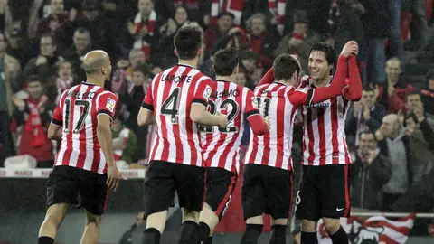 Los jugadores del Athletic festejan un tanto Los jugadores del Athletic festejan un tanto