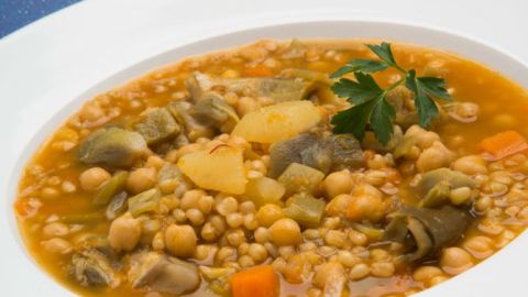 Guiso de trigo y garbanzos