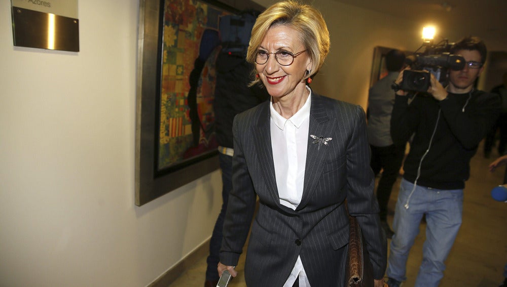 La dirigente de UPyD, Rosa Díez, a su llegada al Consejo Político en Madrid