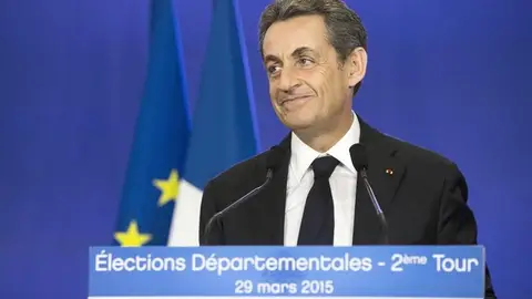 Nicolas Sarkozy tras su triunfo en las Departamentales francesas Nicolas Sarkozy tras su triunfo en las Departamentales francesas