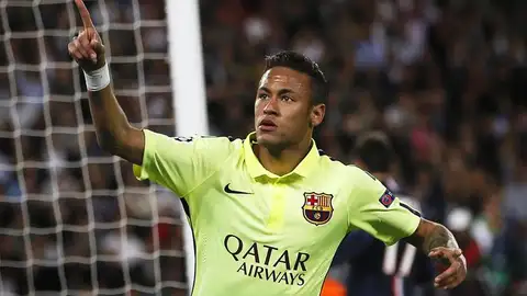 Neymar celebra el gol conseguido ante el París Saint-Germain Neymar celebra el gol conseguido ante el París Saint-Germain