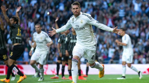 Sergio Ramos celebra un gol del Real Madrid ante el M&aacute;laga