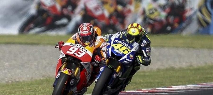 Márquez y Rossi durante el GP de Argentina Márquez y Rossi durante el GP de Argentina